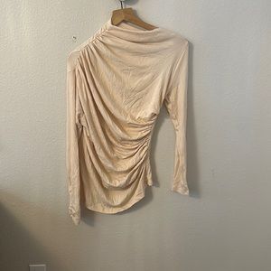 Beige cream long sleeved symmetrical shirt